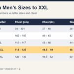 European men's sizes chart converting EU sizes 48 to 66 into letter sizes and chest measurements