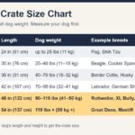 XXL dog crate size chart showing crate length, dog weight in lbs and kg, and example breeds