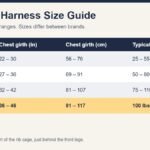 XXL dog harness size chart with chest girth in inches and cm and typical dog weight