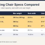 XXL gaming chair specs compared: weight capacity, seat width and user height for big and tall models