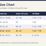 XXL hat size chart with head circumference in inches and cm, US fitted and UK sizes