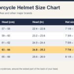 XXL motorcycle helmet size chart with head circumference in cm and inches and hat sizes