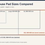 XXL mouse pad sizes compared to scale: standard, large, XL and XXL dimensions in mm